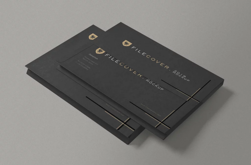 pochette à rabats personnalisée avec le nom de l'entreprise